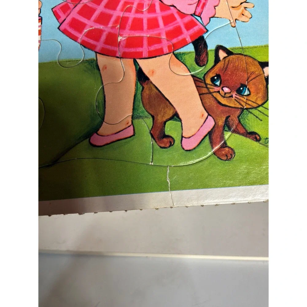 Vintage 1973 Kids Merrigold Press Happy Notes Frame Tray Puzzle OS Multicolor